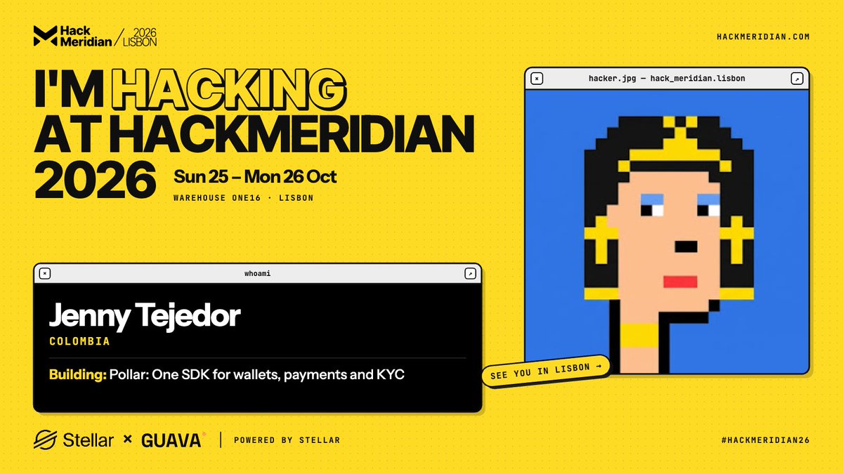 jennyt_eth's tweet photo. Everyone at #HackMeridian26 is building the next big app.

We're building the part every app needs and nobody wants to build:

❄️ Wallets
❄️ Payments
❄️ KYC

One SDK. That's @pollar_xyz  🐻‍❄️ 

📍 Warehouse ONE16, Lisbon · Oct 25–26
Free hackathon by @BuildOnStellar × @GuavaGlobal

What are you shipping this weekend? 👇