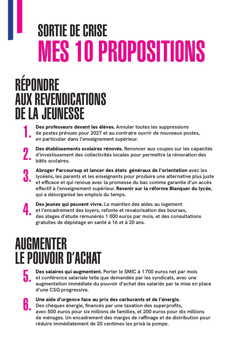 rglucks1's tweet photo. Notre plan de sortie de crise.

Avec B. Vallaud, P. Kanner, O. Faure et A. Lalucq nous présentons aujourd’hui au Premier ministre 4 axes simples : répondre aux revendications de la jeunesse, augmenter le pouvoir d’achat, garantir l’ordre républicain et l’expression démocratique, réparer.

Il y a urgence.