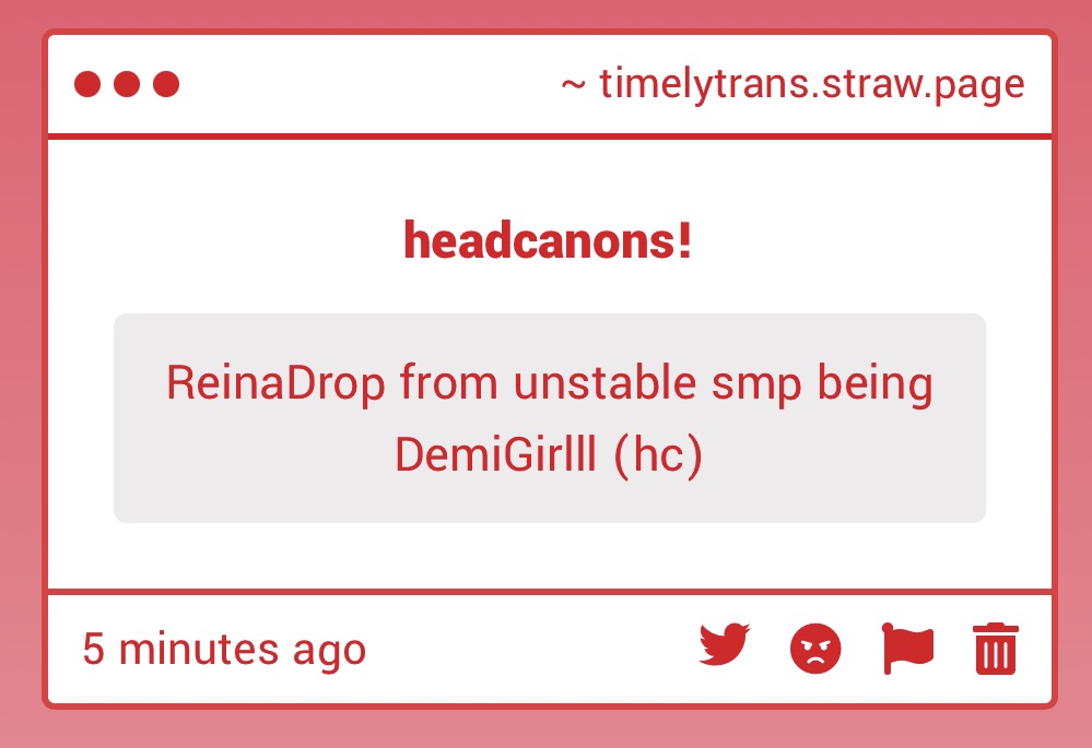 timelytmascfem's tweet photo. ReinaDrop (Unstable Universe) is demigirl! (headcanon)

submitted by anon
—🌪️ https://t.co/GyGqQTnwHO