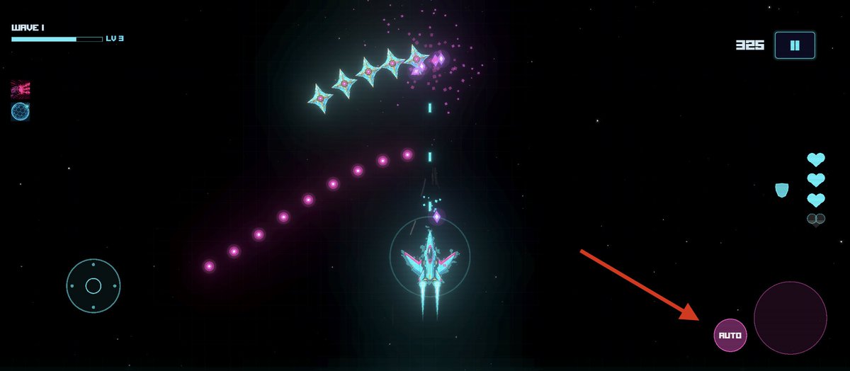 GameDoStudio's tweet photo. Shmup on mobile: auto-fire or hold-to-fire? 🤔

I added an AUTO toggle next to the FIRE button. Your thumb is free to dodge, and charge ships still charge when you hold.

WYT ?

#mobilegames #gamedev #indiedev https://t.co/GQpzOtqBEE