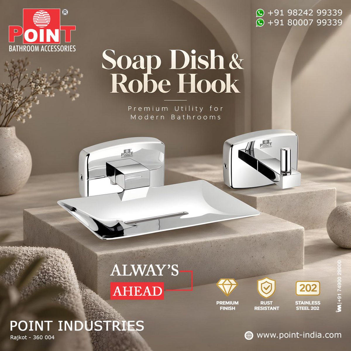 ibais_hardware's tweet photo. POINT INDUSTRIES | Rajkot 🏢

SOAP DISH &amp; ROBE HOOK

Mr.Deep Patel - +91 8000799339
Mr.Mahendrabhai Patel - +91 9824299339
WhatsApp: https://t.co/qpSTtQX86s
.
#RajkotHardware #BathroomAccessories #SoapDish #RobeHook #HardwareFittings #ArchitecturalHardware #Fittings #HomeHardware https://t.co/WsLWSMOIIN