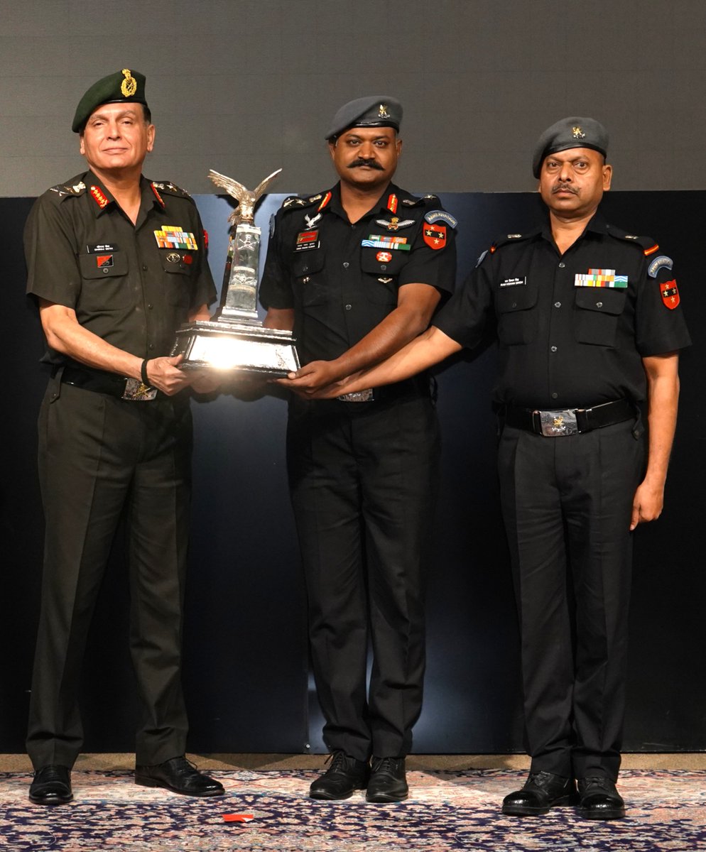 adgpi's tweet photo. COAS Flight Safety Trophy | Recognising Excellence in Aviation Safety

#GeneralDhirajSeth, #COAS, presented the COAS Flight Safety Trophy to the winning Army Aviation Squadrons during the ongoing Army Commanders’ Conference, #ACC.

Instituted to recognise excellence in flight safety, the Trophy honours the highest standards of operational discipline, professionalism and adherence to aviation safety practices across #ArmyAviation.

The competition was conducted in two categories to ensure fair assessment of single-engine and twin-engine helicopter units.

Award Winners
•Single-Engine Category: 665 Army Aviation Squadron (R&O)
•Twin-Engine Category: 209 Army Aviation Squadron (UH)

The awards reaffirm the #IndianArmy's unwavering commitment to a robust flight safety culture and operational excellence.

#FlightSafety 
#JAIseVIJAY
#IndianArmy 
#YearofTechAbsorption 
#DecadeofTransformation 
@DefenceMinIndia
@SpokespersonMoD
@HQ_IDS_India