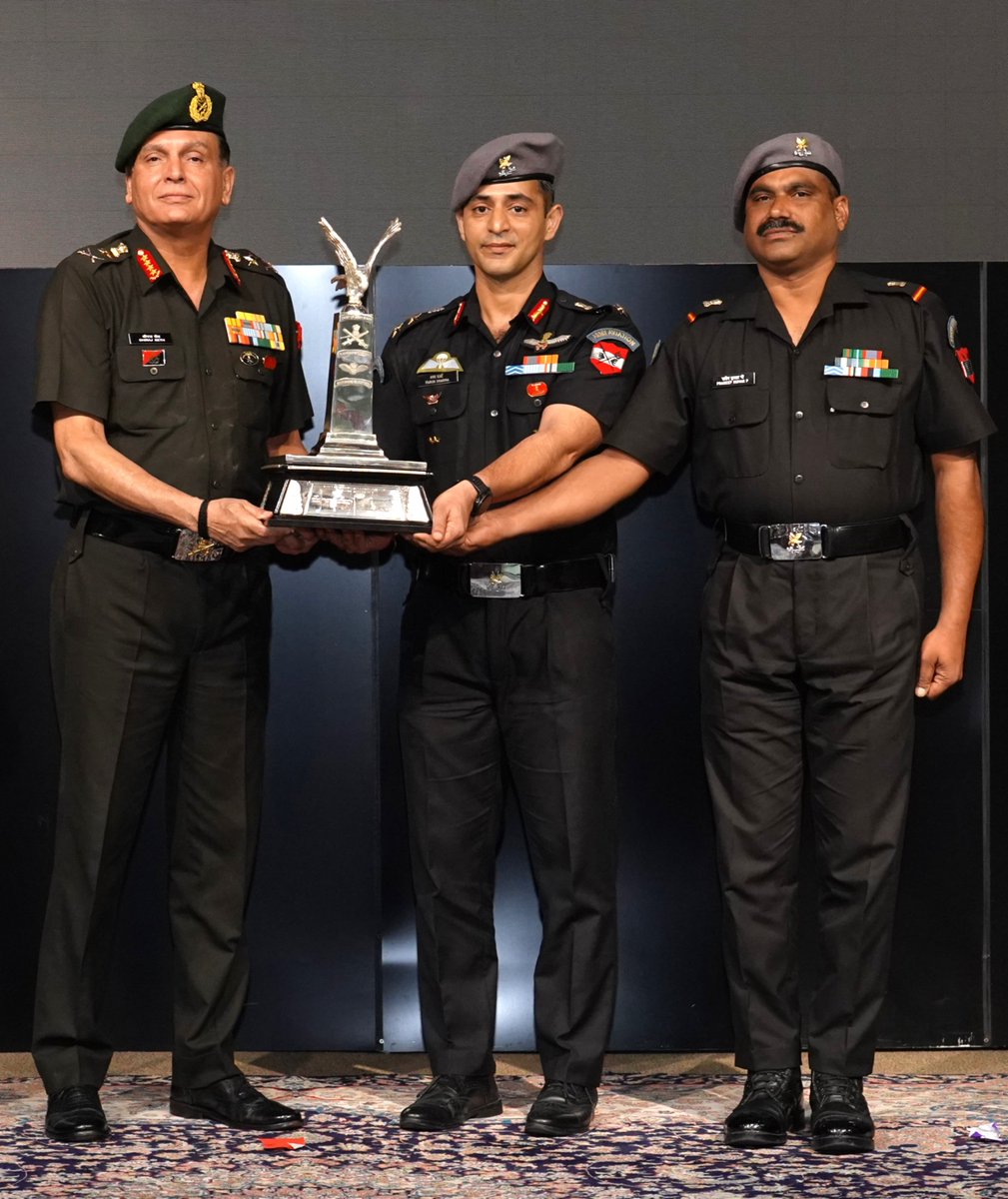 adgpi's tweet photo. COAS Flight Safety Trophy | Recognising Excellence in Aviation Safety

#GeneralDhirajSeth, #COAS, presented the COAS Flight Safety Trophy to the winning Army Aviation Squadrons during the ongoing Army Commanders’ Conference, #ACC.

Instituted to recognise excellence in flight safety, the Trophy honours the highest standards of operational discipline, professionalism and adherence to aviation safety practices across #ArmyAviation.

The competition was conducted in two categories to ensure fair assessment of single-engine and twin-engine helicopter units.

Award Winners
•Single-Engine Category: 665 Army Aviation Squadron (R&O)
•Twin-Engine Category: 209 Army Aviation Squadron (UH)

The awards reaffirm the #IndianArmy's unwavering commitment to a robust flight safety culture and operational excellence.

#FlightSafety 
#JAIseVIJAY
#IndianArmy 
#YearofTechAbsorption 
#DecadeofTransformation 
@DefenceMinIndia
@SpokespersonMoD
@HQ_IDS_India