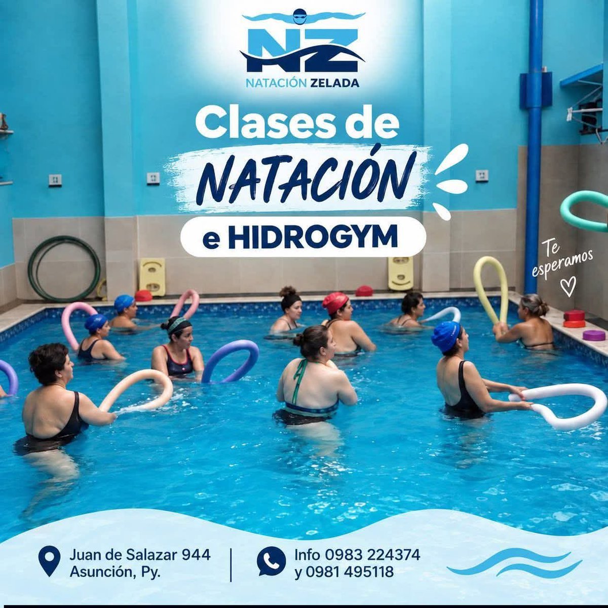 natacionzelada's tweet photo. HIDROGYM: LUNES, MIÉRC Y VIERNES 17:30 HS. Grupos limitados. Piscina climatizada. Juan de Salazar 944 e/Padre Cardozo y Gral Santos. Asunción. Py. Tel 0983 224374 y 0981 495118🏊 #Hidrogym #Hidrogimnasia #NatacionZelada #piscina #aquajogging #piscinaclimatizada #Verano2026🏊 https://t.co/1L9aDKV2xh