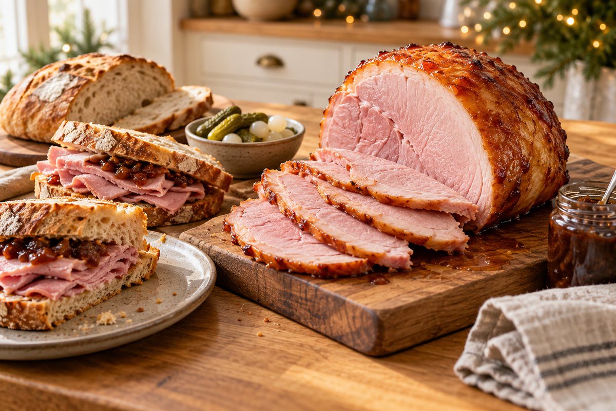 IanChatfield's tweet photo. Thick slices of succulent ham, crusty bread and a generous dollop of your favourite chutney. 😍

Add a comfy sofa, a Christmas film and absolutely NO plans. 💚

Now THAT’S Boxing Day done properly! 🙌

Make sure there’s plenty of delicious ham left for the day after! 🎅

🎄 PRE-ORDER YOUR CHRISTMAS FEAST NOW 👉 https://t.co/2a69PjUo8x 🛒📲

#BoxingDay #ChristmasHam #ChristmasFood #FestiveFeasting #BritishButcher