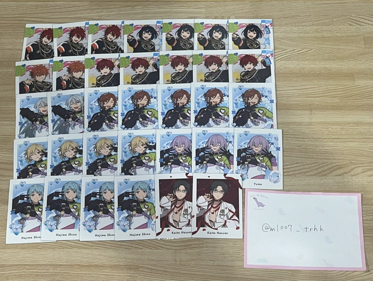 m1007_trhk's tweet photo. 【交換】あんスタ ぱしゃっつ P.A.shots Extra-SELECTION 10 UNIT SONG-

求）北斗

譲）宙 桃李 友也 ひなた 藍良 弓弦 つむぎ レオ 日和 奏汰 アドニス 真 颯馬 燐音 エス スバル 一彩 渉 斑 なずな ユメ 創 敬人 ジュン 夏目 カンナ こはく 維吹 ライカ 晃牙 光 紅郎 鉄虎 茨 千秋

郵送のみ📮 https://t.co/M6uV8HfprY
