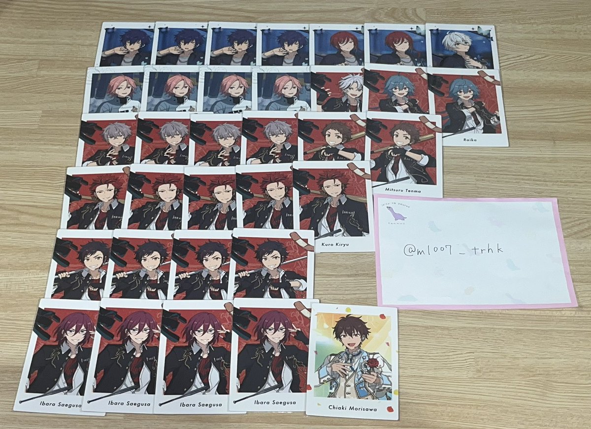 m1007_trhk's tweet photo. 【交換】あんスタ ぱしゃっつ P.A.shots Extra-SELECTION 10 UNIT SONG-

求）北斗

譲）宙 桃李 友也 ひなた 藍良 弓弦 つむぎ レオ 日和 奏汰 アドニス 真 颯馬 燐音 エス スバル 一彩 渉 斑 なずな ユメ 創 敬人 ジュン 夏目 カンナ こはく 維吹 ライカ 晃牙 光 紅郎 鉄虎 茨 千秋

郵送のみ📮 https://t.co/M6uV8HfprY