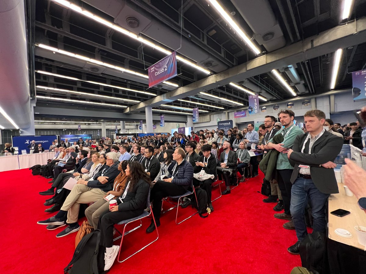 CompleteGenomic's tweet photo. 📸 Wednesday highlights from our CoLab and Booth 807 at ASHG 2026!

Thank you to everyone who stopped by our CoLab session and booth yesterday to share research questions, explore our scientific posters, and take a closer look at the DNBSEQ-T7+ sequencer.

🎤 Andrew Carroll (Google) presented

🎤 Gary Burnett (NVIDIA) on accelerating genomics analysis with NVIDIA Parabricks. Cheers to Jason Fenwick for joining us at the Booth!

🎤 Ronjon Nag (Superbio) presenting Talk to Your Genome.

Thank you to all speakers for sharing their perspectives on genomic analysis and interpretation!

Full ASHG agenda: https://t.co/0gOcx0i3ke

The conversation continues today at Booth 807. Join us for more booth presentations, browse our posters, and discuss sequencing and analysis approaches for your next study.

#ASHG2026 #CompleteGenomics #DNBSEQ #Genomics #AI