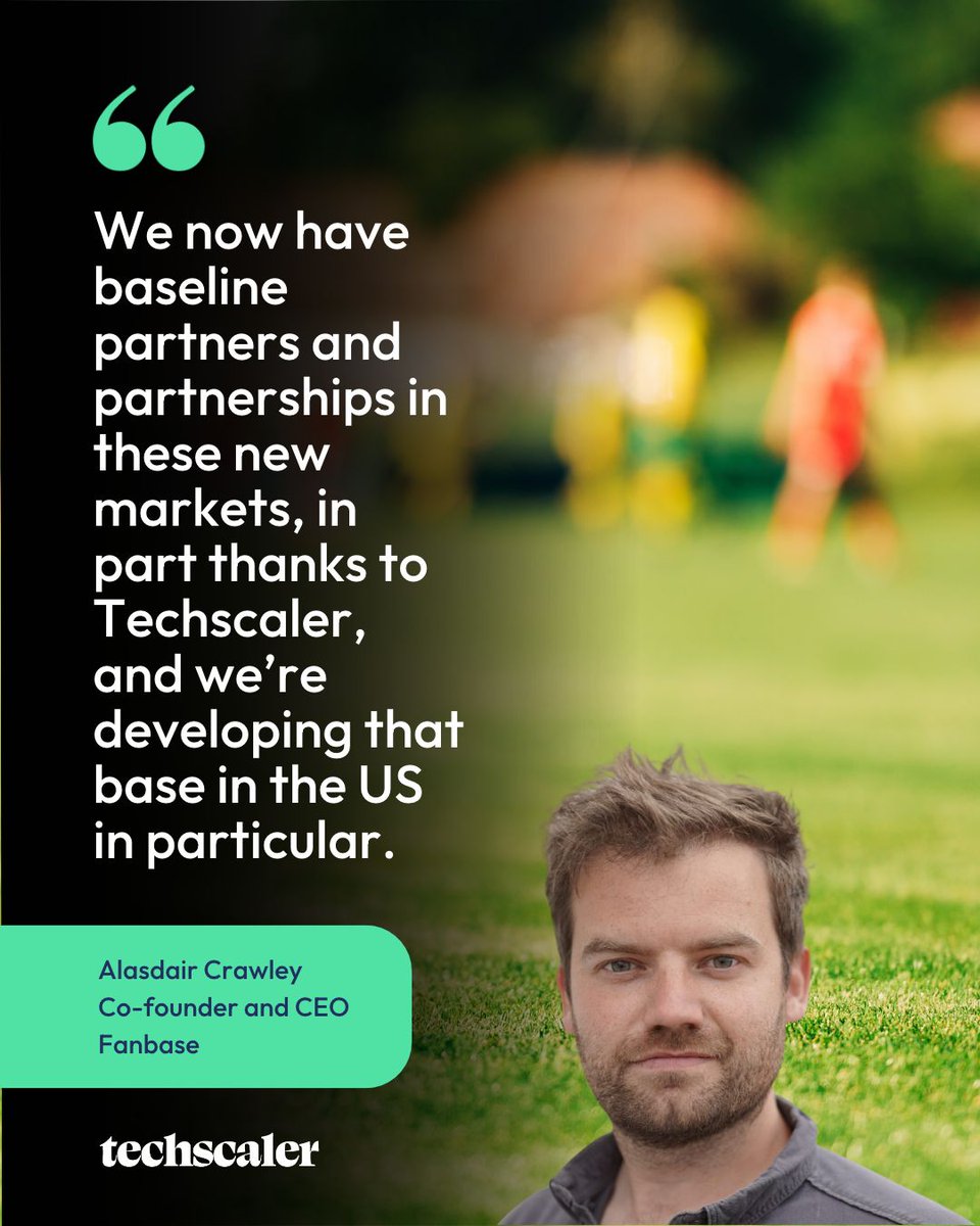 tech_scaler's tweet photo. Alasdair Crawley took a 65 to 70 percent pay cut to start Fanbase, after around eleven years at Optima, where he rose from junior business analyst to board director. Early data showing fans and teams enjoying the product gave him the conviction to go.

When interest arrived from the US, Fanbase gave each market a clear purpose. Techscaler’s New York programme became the base for client conversations, and co-founder and CTO Carl was selected for the fifth Silicon Valley cohort to absorb how a company operates there.

Here’s what Alasdair would pass on to other founders:

▶️ Map where you’re strong and where you need someone else before you start
▶️ Build your support circle outside the business before the leap
▶️ Give every market its own objective and the right person to own it
▶️ Say the problem out loud to someone who has been there, because an hour can save a year
▶️ Ask whether you care enough about the problem to stay with it

Swipe for the journey so far. Read the full case study here: https://t.co/gu5Qqfs8Q7