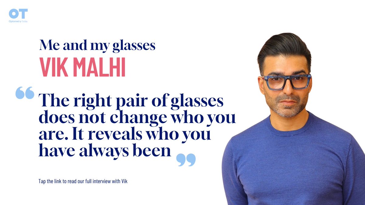 OptometryToday's tweet photo. For Vik Malhi, optometrist and founder of J.Hyde Eyewear, the right pair of frames is transformative.

He spoke to us about his journey to embracing eyewear. Read more from Vik here: https://t.co/GUzAbHuvdj https://t.co/mWPMk5xhYi