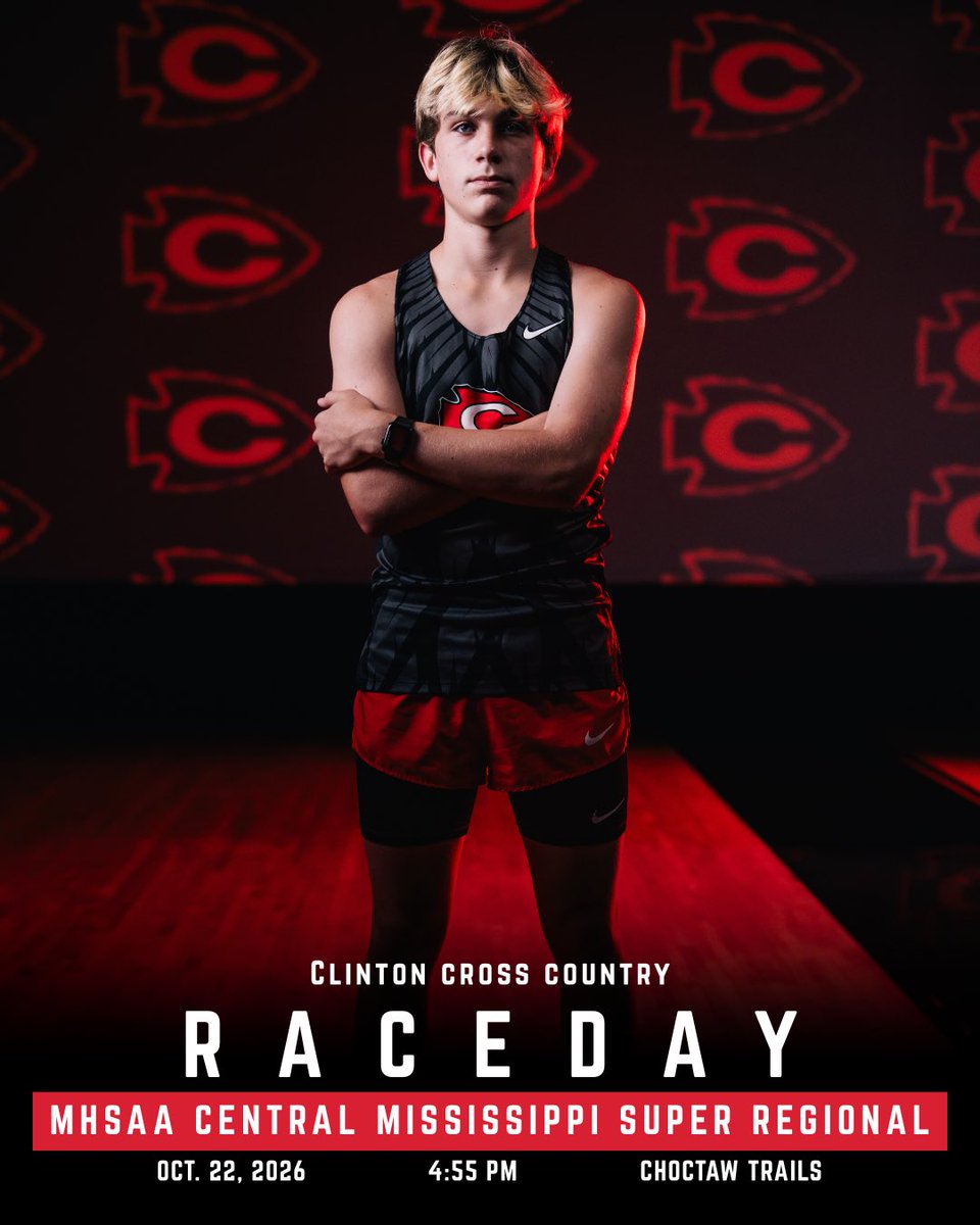 GoArrows's tweet photo. Clinton cross country returns to action today at the MHSAA Central Mississippi Super Regional at Choctaw Trails in Jackson.

The women’s race is scheduled to begin at 4:20 p.m. before the men’s race starts at 4:55 p.m.

#GoArrows https://t.co/5rZZ9PR6Xp