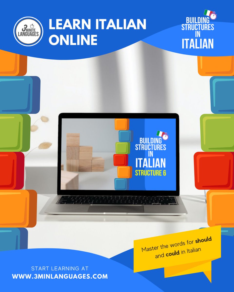 3MLanguages's tweet photo. Ciao 🙂🇮🇹

Build real sentences with my Building Structures in Italian – Structure 6. Learn the pattern question word + conditional infinitive carrier + infinitive (e.g., vorresti / potresti + infinitive).

Start here 👉 https://t.co/aEoEm58Fmd https://t.co/5vqIjraOds