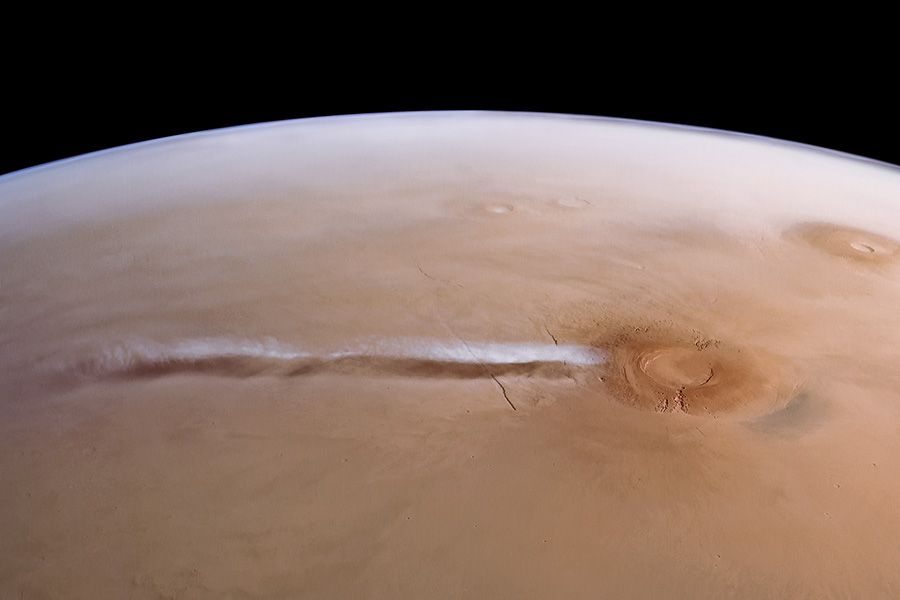 Briankeating's tweet photo. A Cloud Made of Thin Air

Every cloud we have ever seen, on Earth, Venus or Mars, needs a seed: a speck of dust or soot for water to condense on.

Over Arsia Mons, a Martian volcano about 20 kilometers tall, ESA’s Mars Express orbiter has watched a thin cloud stretch some 1,800 kilometers downwind every morning for a few months around the southern summer solstice. A team led by Jorge Hernández-Bernal of Sorbonne University now reports in Nature Geoscience that the volcano drives air up to 45 kilometers high and chills it by 30 degrees Celsius in minutes, so the water vapor becomes wildly supersaturated with no dust up there to grab onto, and it condenses all by itself. It may be the first time anyone has caught a seedless cloud in the act.

Mars keeps teaching us about limits, which is the heart of my talk “A T. rex on Mars”: the physics of a world decides what can grow there, from ice crystals to minds. Some ideas come out of thin air, and on Mars, so do clouds.

Read more: Sky & Telescope →https://t.co/gMXvJQteEX