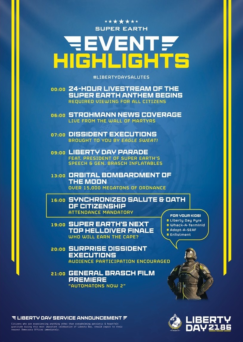 FreedomsGreetin's tweet photo. The event highlights for this years Liberty Day has been unveiled.
The Party Pack where this comes from can be downloaded here:
https://t.co/b5ukNzVG6o https://t.co/Jj46mx3cA5