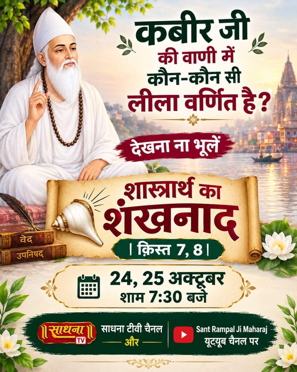 Dinesh_Jat_'s tweet photo. Who is Sant Rampal Ji?
#शास्त्रार्थ_का_शंखनाद_क़िस्त7
कबीर जी की वाणी में कौन-कौन सी लीला वर्णित है? देखना ना भूलें 👉🏻 शास्त्रार्थ का शंखनाद | क़िस्त 7, 8 
24, 25 अक्टूबर शाम 7:30 बजे 
साधना टीवी चैनल और Sant Rampal Ji Maharaj यूट्यूब चैनल पर।,
Watch Debate On 24thOctober https://t.co/KW7PMi79gW