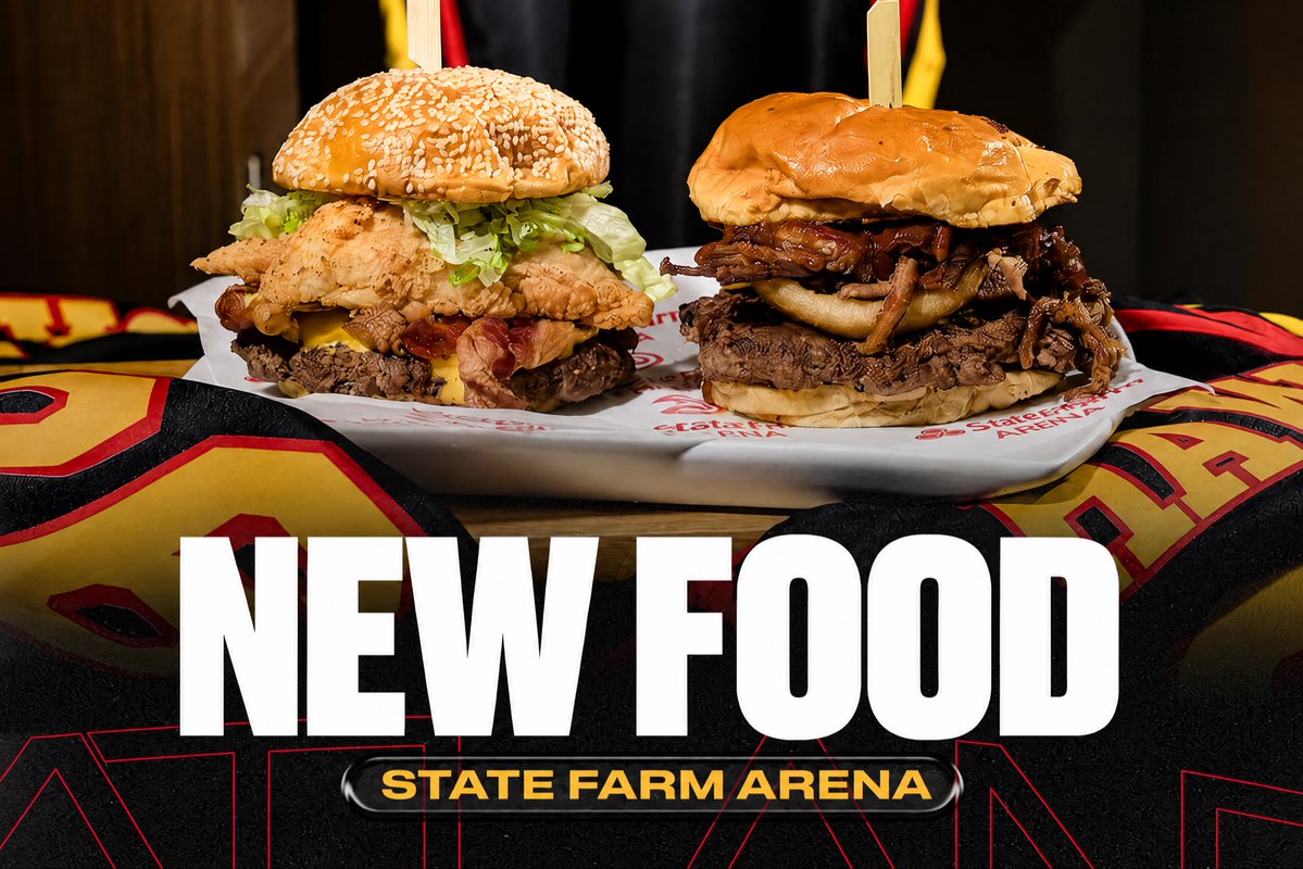 StateFarmArena's tweet photo. New @ATLHawks season, new bites 🔥 Bring your appetite! A new lineup of signature food options is here for games &amp; live events. Check out all our new menu items at: https://t.co/I4VdzsbSED https://t.co/I1bO3Ie3pO