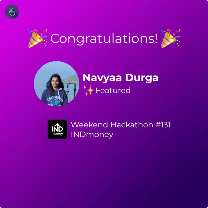 uxhack_co's tweet photo. Hey folks, results for INDmoney challenge are now live 🟢

No winning entries this time but only featured submissions: 

⭐️ Navyaa Durga

Congratulations 🥳!

Check out the top solutions at 👇
https://t.co/uXJzInf9ZW

React with a ❤️ or 👍🏻 to congratulate the winners! https://t.co/6CIhjUgTVq