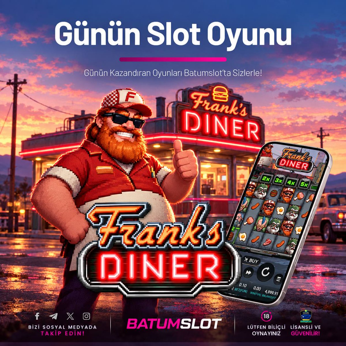 batumslottresmi's tweet photo. 🤍FRANK��S DINER💜

🚀 Batumslot ile Günün En Popüler Slot Oyunu Kazandırmaya Devam Ediyor! 🎰

⚡ #Batumslot güvencesiyle lider oyun sağlayıcıları ve canlı casino heyecanı, bir tık uzağında! Kazanmanın keyfini en prestijli platformda yaşa! 🎰

https://t.co/Yy3WETRakc https://t.co/BVXRY7eURD