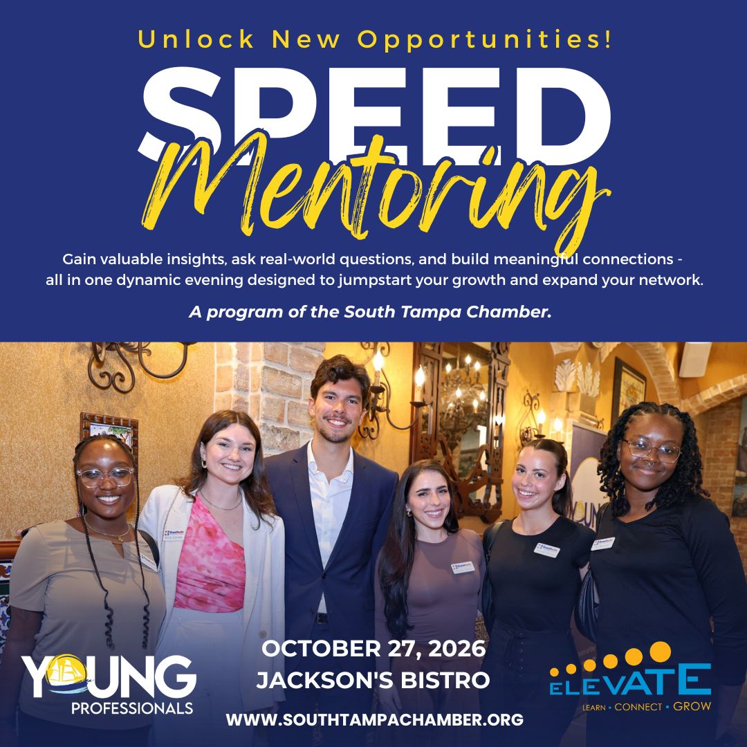 S_TAMPAChamber's tweet photo. LAST CHANCE to register for our Young Professionals Speed Mentoring, presented by Elevate Inc.

Register NOW! ➡️https://t.co/yUxgGERyfR

#SouthTampa #STCOC #RememberAMember https://t.co/740YaOXlbA