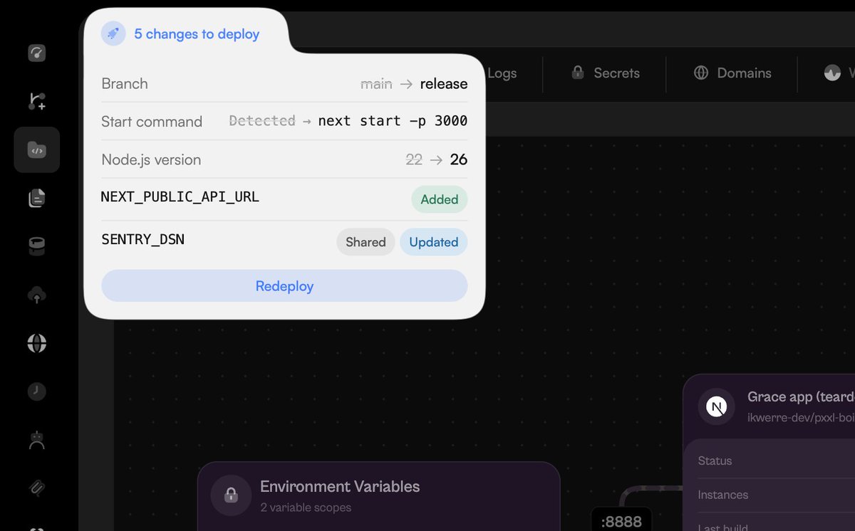 honour_can_code's tweet photo. have an overview of changes made, so you can redeploy easier on @pxxl_space https://t.co/QhCnEZVti4