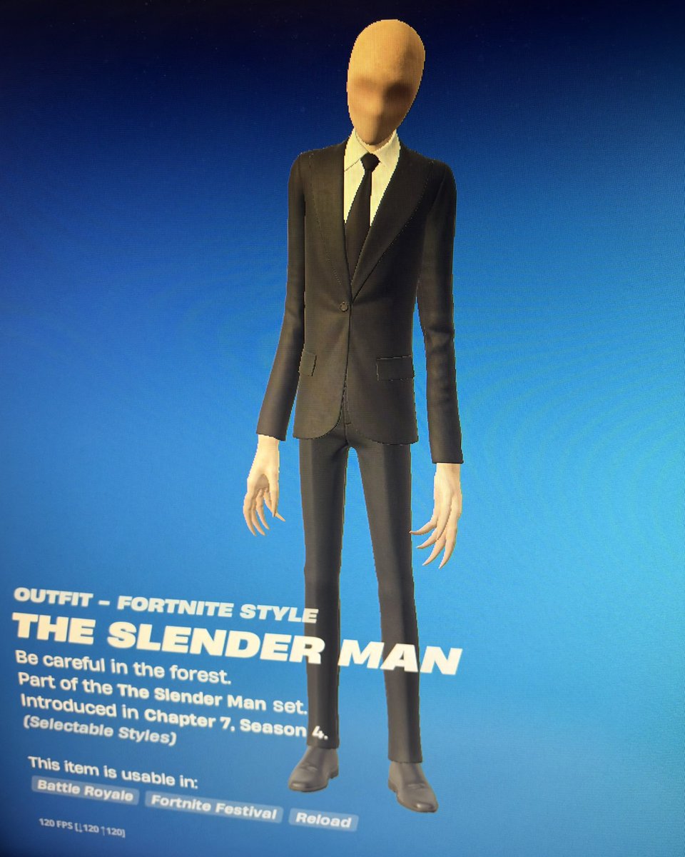 RapperTTV's tweet photo. Thank you @FortniteGame &amp; @EpicGames for granting me the Slender Man skin &amp; bundle early! #EpicPartner 

Use code: “TheRapper” in the item shop 💜 https://t.co/FJM6flzNqD