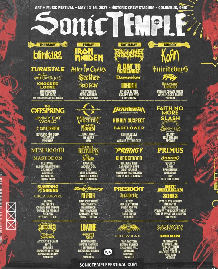 AliceInChains's tweet photo. We'll see you next May at @SonicTempleFest. 
Passes are on sale now: https://t.co/p3LZprlc3R https://t.co/IqRundXAac