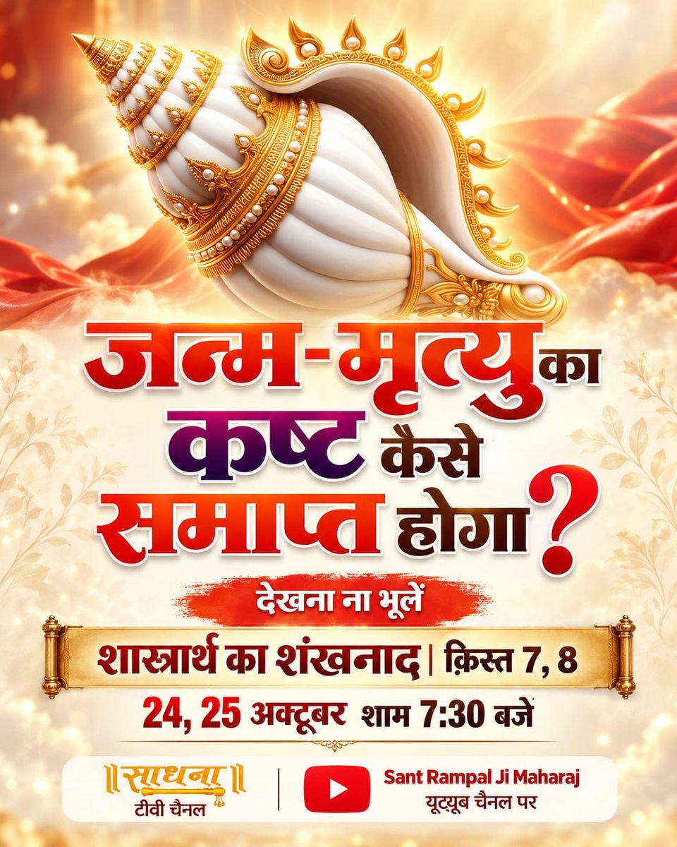 GodIsOne79's tweet photo. जन्म-मृत्युका कष्ट कैसे समाप्त होगा?

देखना ना भूलें #शास्त्रार्थ_का_शंखनाद_क़िस्त7, व 8

24, 25 अक्टूबर शाम 7:30 बजे
साधना टीवी चैनल और Sant Rampal Ji Maharaj यूट्यूब चैनल पर

Watch Debate On 24thOctober https://t.co/riO2skOKx2