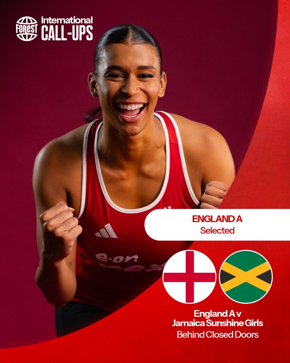 NFNetball's tweet photo. Berri Neil, Jayda Pechová and Tash Pavelin have been selected for England A squad, competing in a behind-closed-doors fixture against Jamaica Sunshine Girls. 💪 Congratulations! ❤️ https://t.co/ssTgpi1lrY
