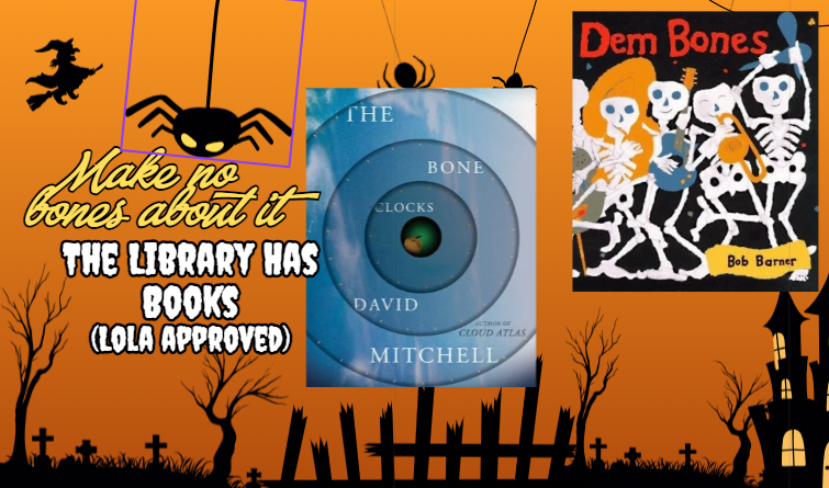 DelgadoLibrary's tweet photo. Make no bones about it, the library has spooktacular books that Lola completely approves of! 💀🕷️ What creepy reads are you diving into this month? Tag us and let us know! 📖🦇 #LibraryLove #SpookyReads #HalloweenBooks #LolaApproved https://t.co/xuGdAM4ZDg