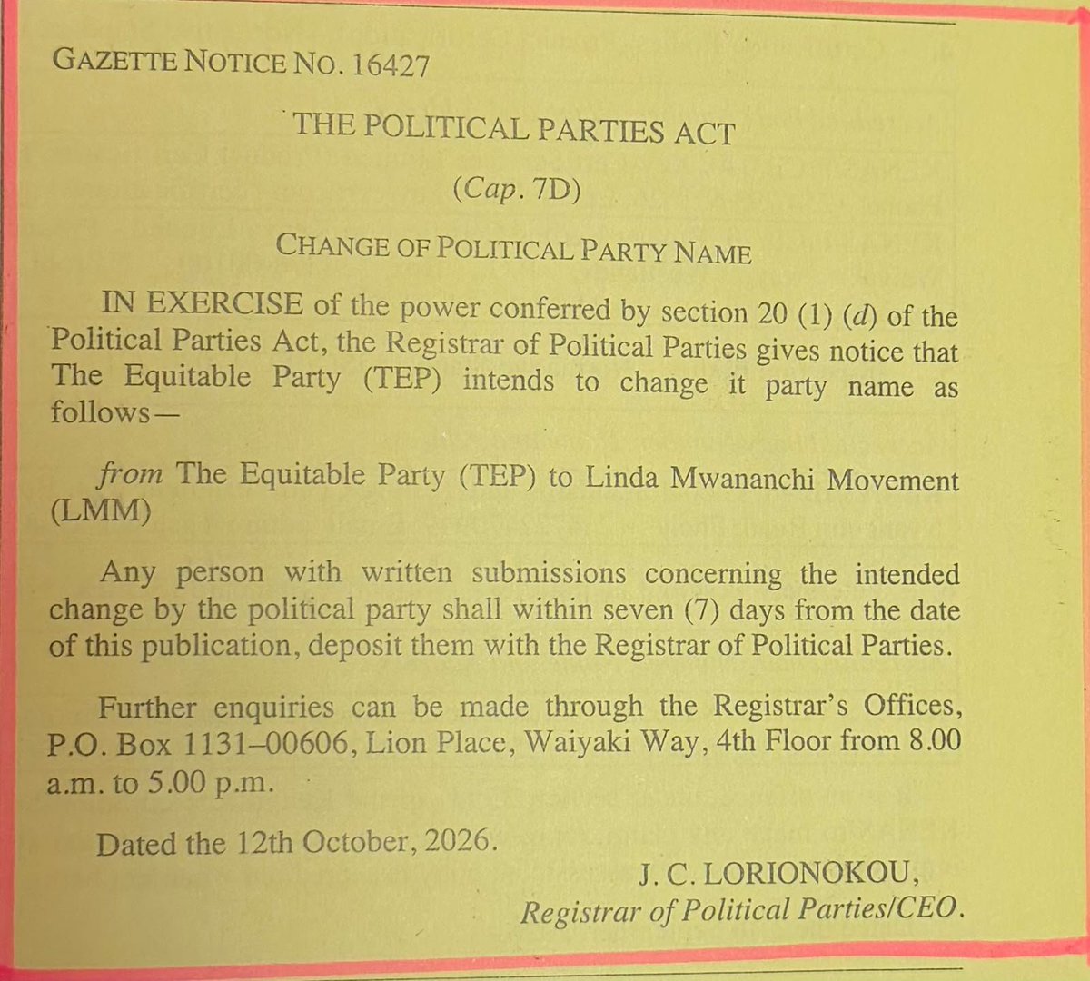 Sheryllisa52263's tweet photo. Official Update: A quick update for all TEP / Linda Mwananchi Movement members! The 7-day gazettement window ends tomorrow night. Everything is running smoothly, and our legal team hasn't received any objections. No need to panic—we are firmly in control. Mbele iko sawa! ✊ https://t.co/gImKRrlEGV