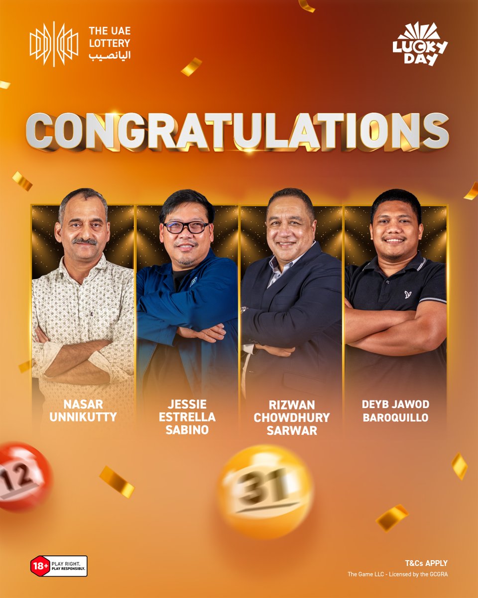 theuaelottery's tweet photo. A big congratulations to our latest winners! 🎉

Seeing these winning moments come together is always something special 🫶🏼
#WinnerSpotlight #DareToImagine #TheUAELottery https://t.co/pEt1b6w0el