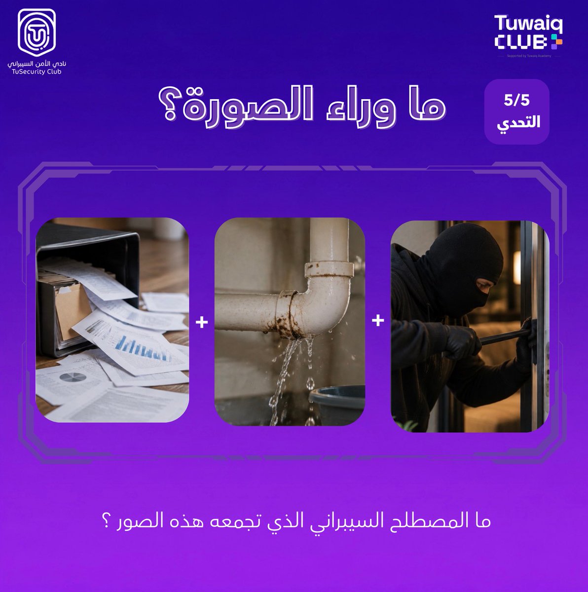 TuSecurityClub's tweet photo. 🏁 التحدي الأخير من «ما وراء الصور»!

ما المصطلح السيبراني الذي تجمعه هذه الصور؟ 🔎

💬 كم تحديًا استطعت حلّه من أصل 5؟ شاركنا نتيجتك!

#تحدي_ما_وراء_الصورة #TuSecurityClub https://t.co/ELtOIycVjc