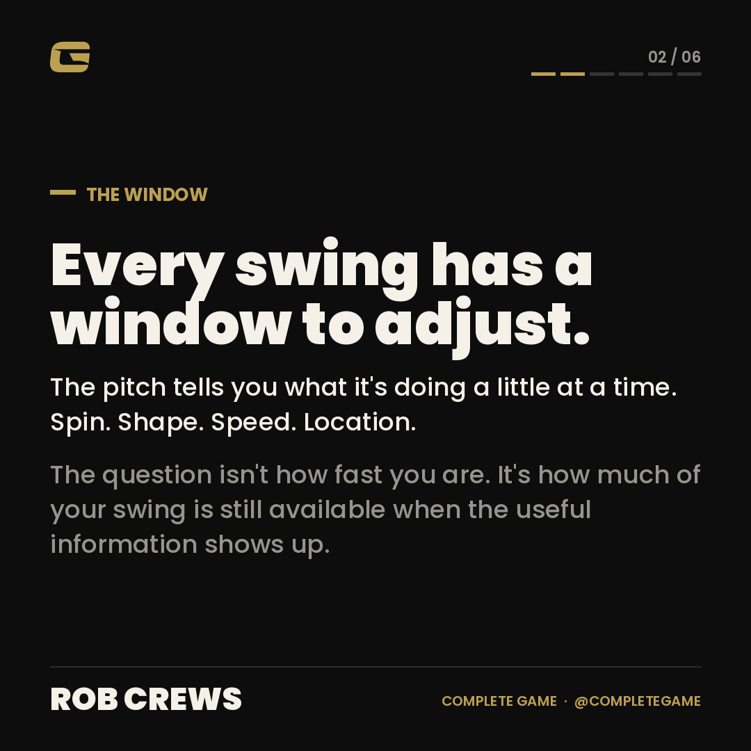 CompleteGame's tweet photo. Commit early. Pay later.

A big, early, fully-loaded move is a bat-speed move AND an adjustability tax.

Stay flexible a beat longer and your window gets bigger — not because you're faster, but because less of the swing was spent early.

#hitting #softball #baseball https://t.co/ZpU8CsEwNN