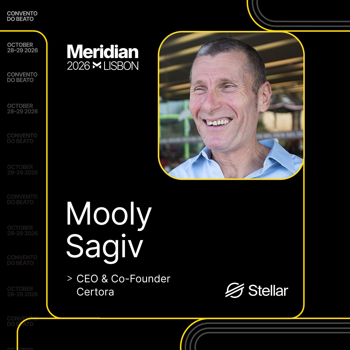 Certora's tweet photo. @SagivMooly is returning to @StellarOrg Meridian!

Join him on October 28 as he shares insights into how Certora's using agents to secure Stellar against agents.

We’d love to see you there ⬇️

https://t.co/o7Rfi31VcX https://t.co/cMW2qgHBGW