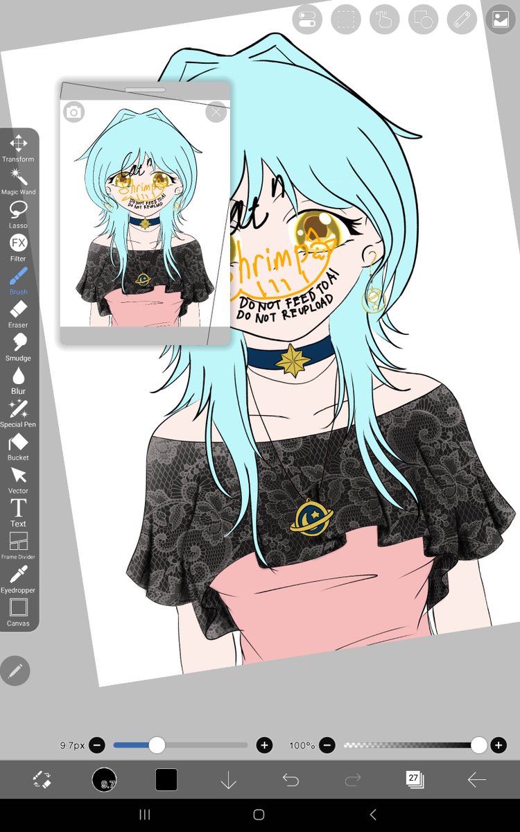 catnshrimp's tweet photo. Wip Erika #ocart #ocsona 

Padahal cmn pakai pattern brush but it's turn out so good 😭🫶 tadinya mau buat kain chiffon tapi aku lupa gbrin bagian dalem badannya wkwkwk https://t.co/dIeelTyAs7