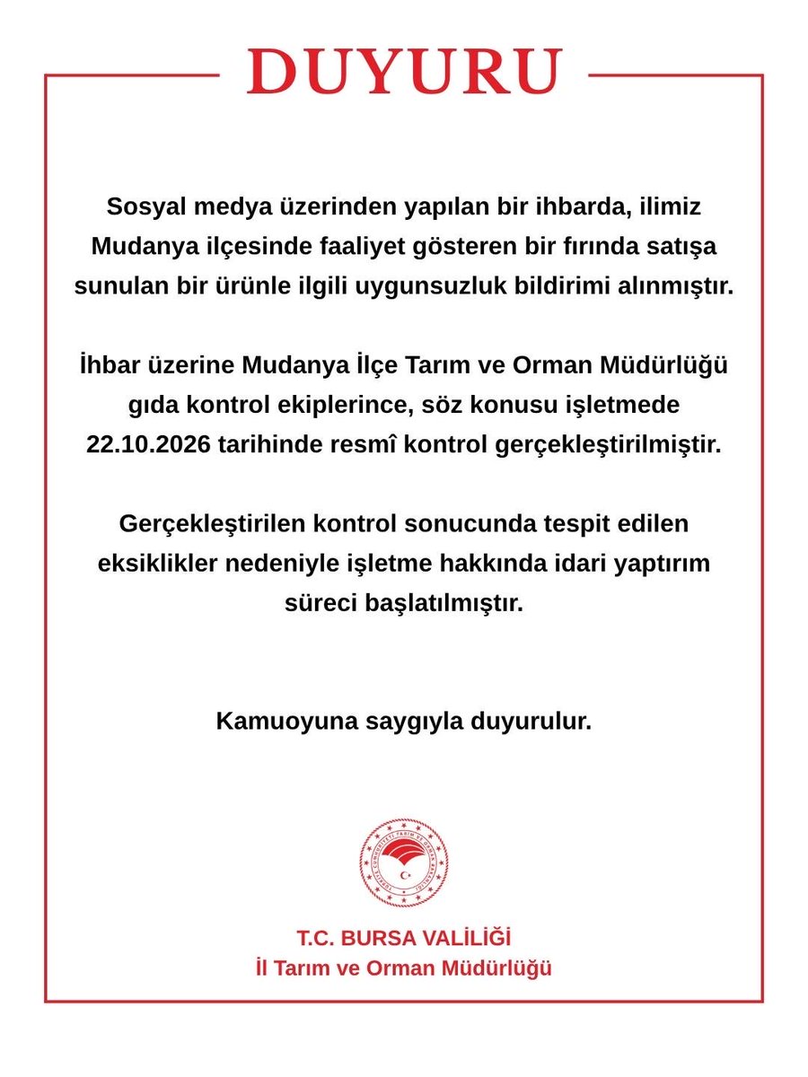 bursailtarim's tweet photo. Kamuoyuna Saygıyla Duyurulur https://t.co/78WoWhbADw