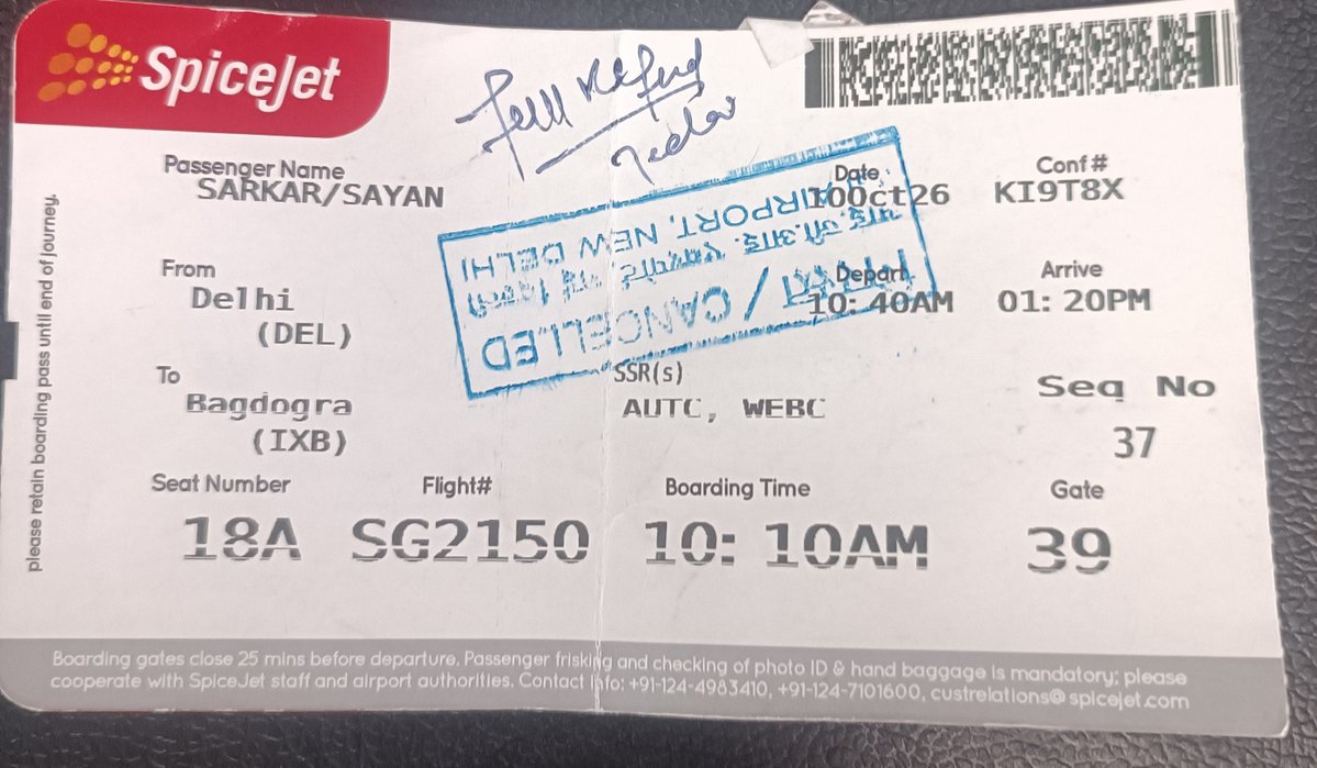 sayan9163's tweet photo. @MoCA_GoI Spice jet is falsely accusing me as No show and not issuing me full refund
They shared me a split PNR X8F83L.Tgere customer care don't pick up calls .They automatically disconnect the call. https://t.co/52sQaxA7VG