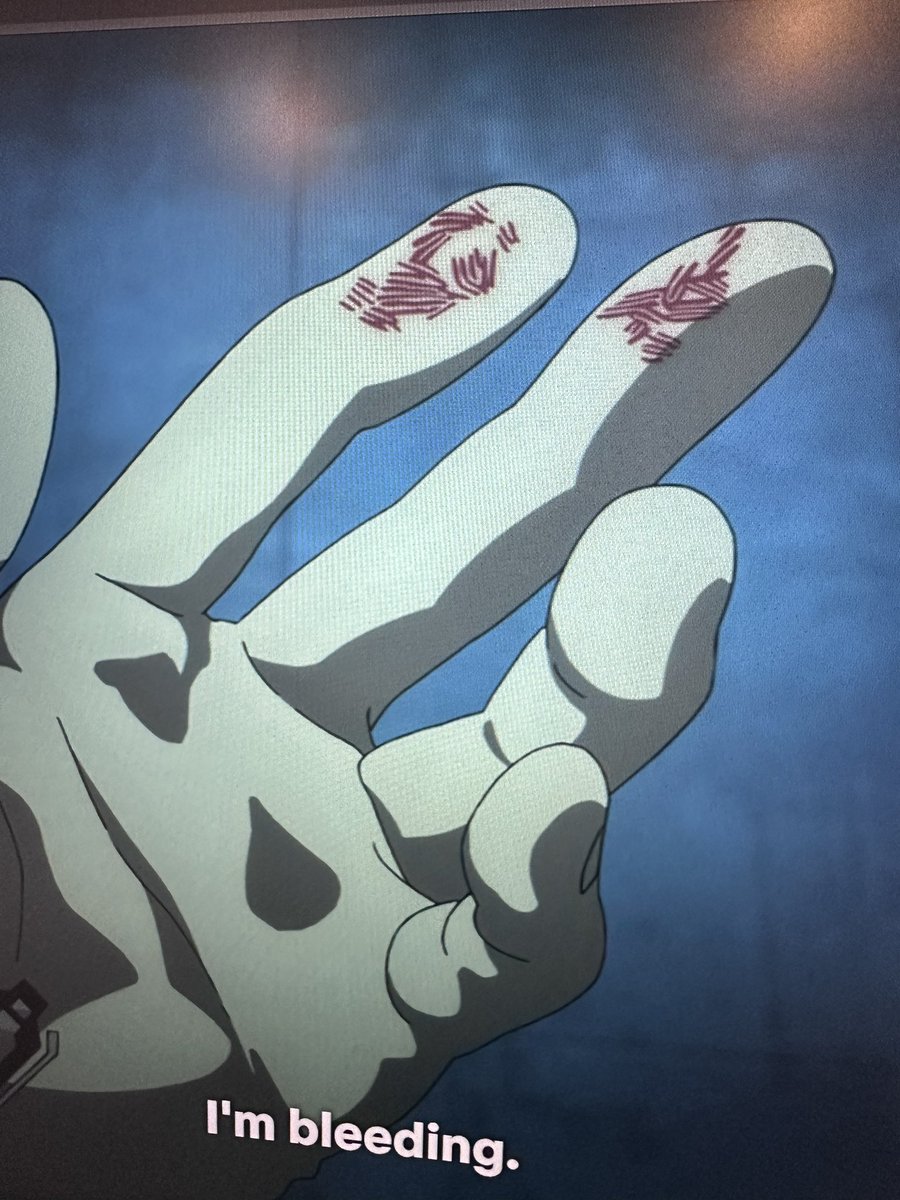 otagoth's tweet photo. It’s a small detail but i just love blood is depicted in the new Cyberpunk Edgerunners and how it follows the fingerprints. https://t.co/3KjWo50MlK