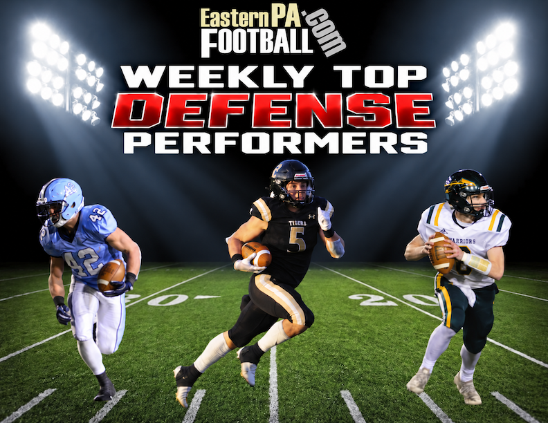 EPAFootball's tweet photo. Top Defensive Performers (October 15th-17th): Smith Records 25 Tackles, Douglas Collects Four Sacks, Carothers Returns Interception 95 Yards https://t.co/klI1bUjtLm #PAHSFB @hsfbamerica https://t.co/YXM5C7Gx17