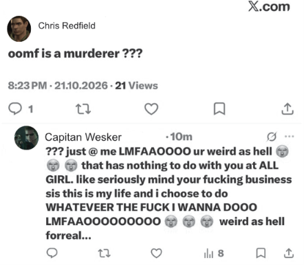 OP_23K's tweet photo. Chris and Wesker in re1 https://t.co/YNF5vU94zI