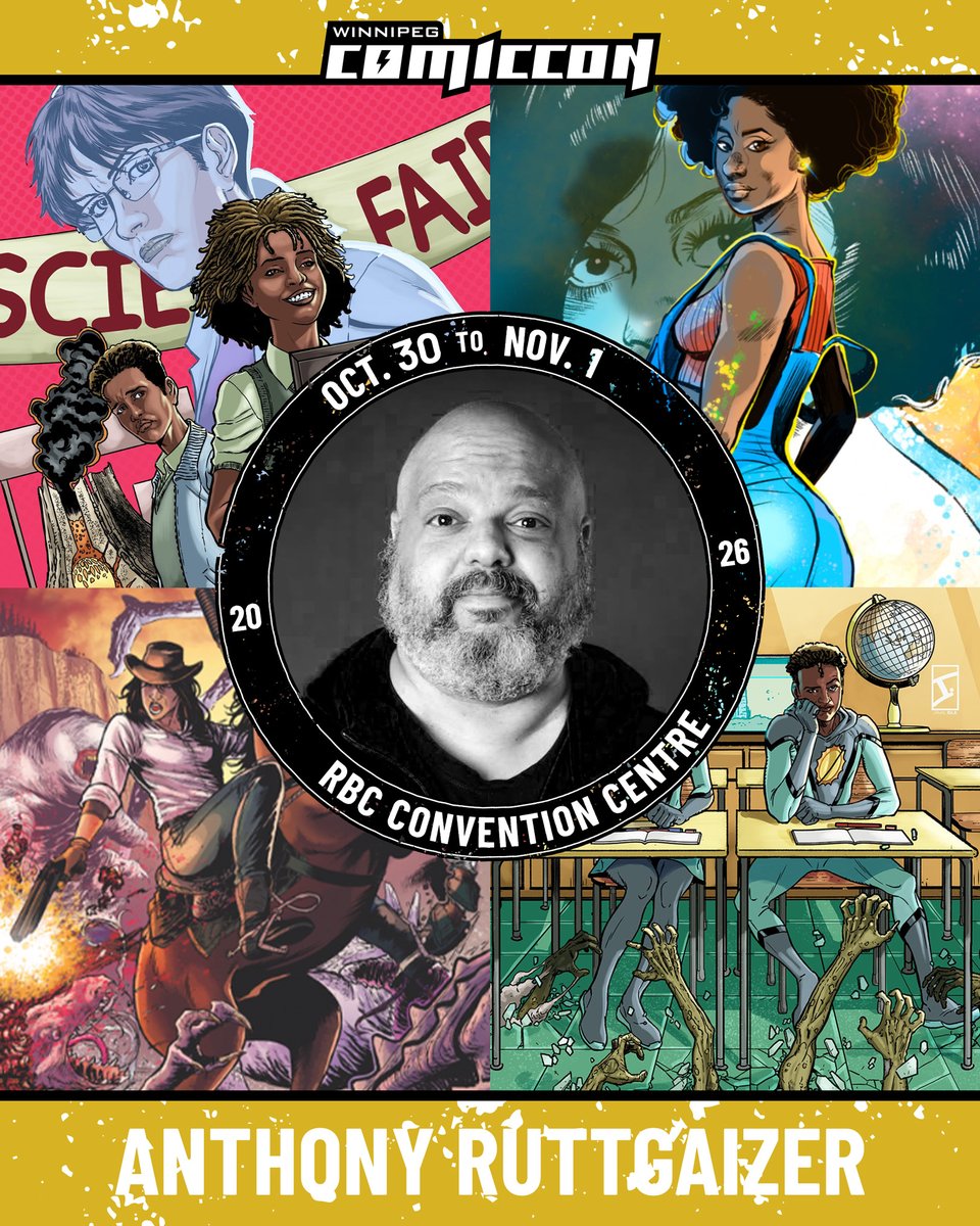 WinnipegCC's tweet photo. 🖌️Meet creators Anthony Ruttgaizer (The Last Mammal on Earth), Jeff Burton (The Adventures of Auroraman), Chris Chuckry (Spectrum - The Best in Contemporary Fantastic Art) et Donovan Yaciuk (Captain Canuck) in Artist Alley at #winnipegcomiccon26!

#comicbooks #comics https://t.co/cJPbJ5leEK