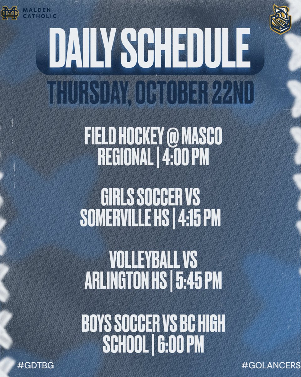 MCathletics1's tweet photo. Here is today’s daily game schedule! #GoLancers #PlusUltra #GDTBG ⚔️ https://t.co/ggXXq98Cvb