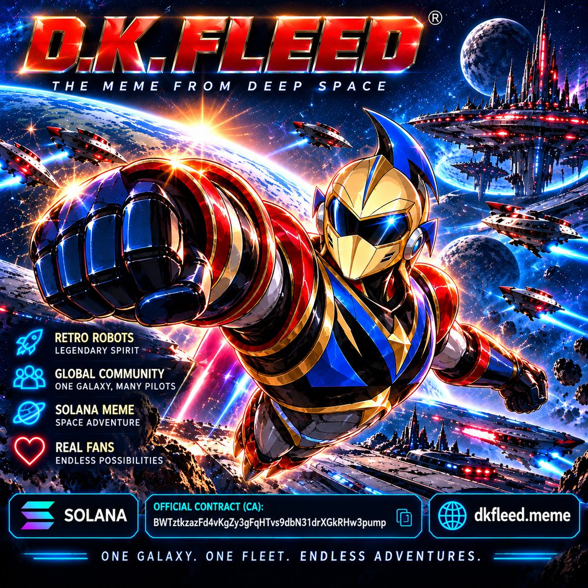 dkfleedmeme's tweet photo. 🚨🤖 D.K. FLEED IS TAKING OFF! 🚀

🌌 A new mission across the galaxy!

⚡ Retro robots
🛸 Epic space adventures
🌍 One growing fleet!

🔥 Are you ready to join us?

🪙 $DKF on Solana

CA:
BWTztkzazFd4vKgZy3gFqHTvs9dbN31drXGkRHw3pump

🌐 https://t.co/2q5uD6wBKE

#DKF #Solana https://t.co/IZvAybtmxE
