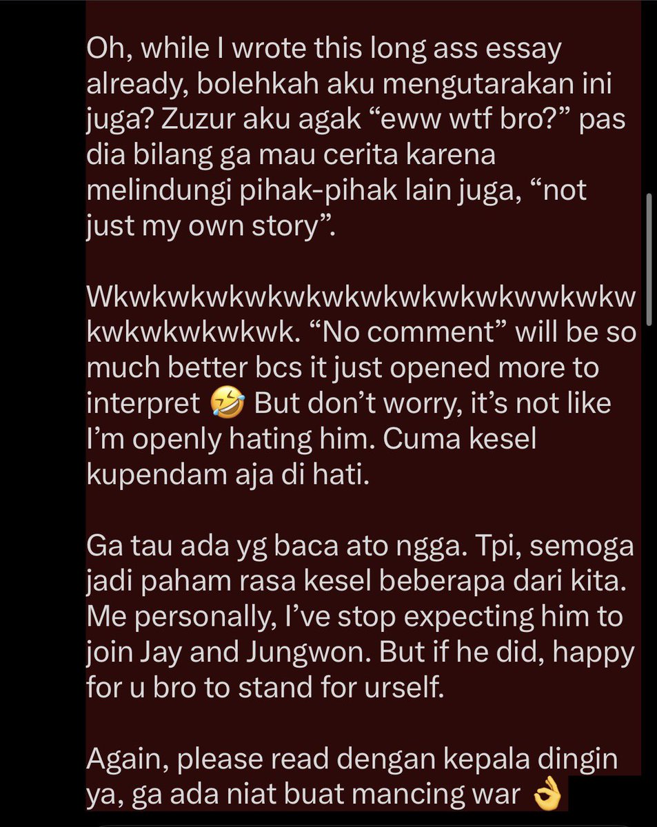 ppinkvddino's tweet photo. Karena kknya chill aku merasa akhirnya menemukan orang yg tepat utk share ekspektasiku juga, yg mungkin mewakili uneg2 orang lain jg. https://t.co/USdMAEWYxU