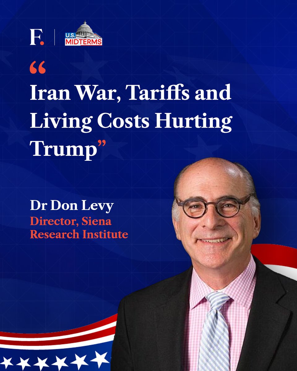 firstpost's tweet photo. The Iran war, tariffs and rising living costs are adding to voter dissatisfaction with Donald Trump. Dr Don Levy discusses the political fallout and what it could mean for Republicans in the U.S. midterms with @ItsShubhangi on Firstpost. 

#MidtermVerdict https://t.co/dGUKb6hjZR