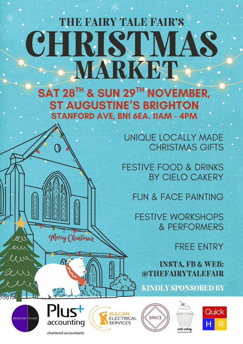 PlusAccounting's tweet photo. 🎄 We’re pleased to be sponsoring @FairyTale_Fair Christmas Market this November!

Taking place at St Augustine’s Brighton on Saturday 28 and Sunday 29 November 2026, the market will feature more than 40 stalls each day, packed with unique, locally made gifts.

We’re also featured in The Fairy Tale Fair’s latest Local Business Spotlight, where we share more about Plus Accounting, why supporting local events and community causes is important to us, and even an inspirational quote!

Read the full spotlight and find out more about next month’s Christmas Market here > https://t.co/yGTzC147gi (https://t.co/60qwquwjdc)  

#TheFairyTaleFair #Brighton #SupportLocal