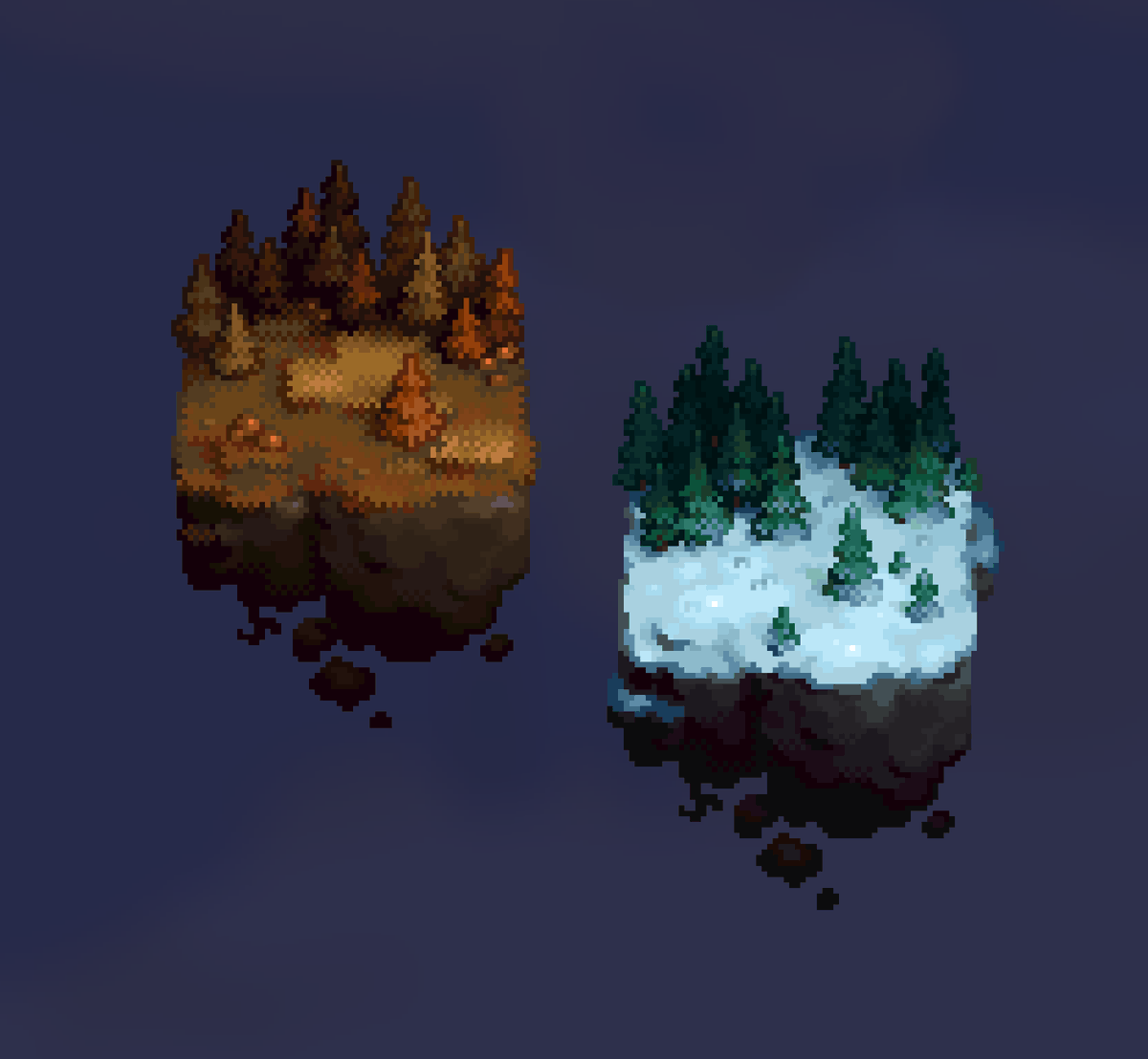 qqruzkin's tweet photo. Some islands for Crown Must Hold🍂
#pixelart #ドット絵 https://t.co/GPUcKzGWl1