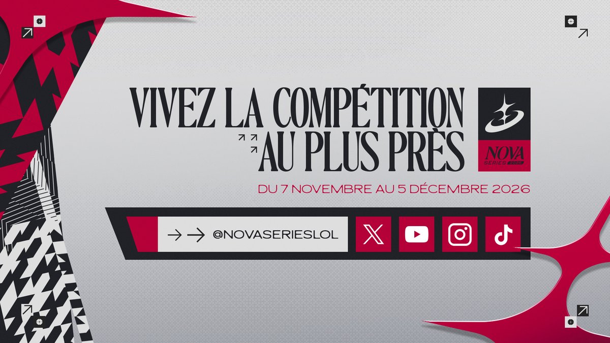 NovaSeriesLol's tweet photo. Suivez notre compte @NovaSeriesLol pour ne rien rater de la compétition ! ✨

Les inscriptions aux qualifiers sont déjà ouvertes, rendez-vous sur :

🔗 https://t.co/Y117hKvafT https://t.co/4nqt2KqqZm