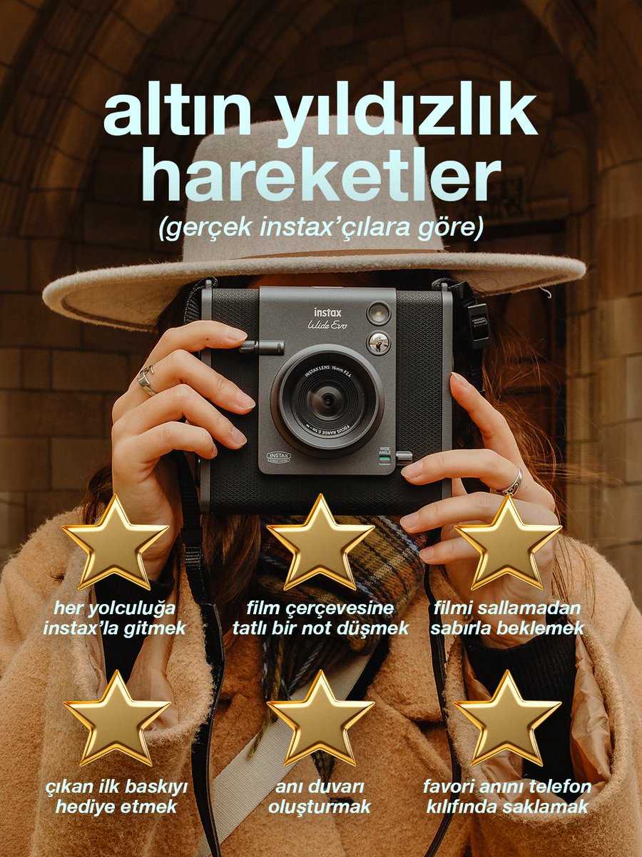 instaxturkiye's tweet photo. Bazı hareketler altın yıldızı hak ediyor! ⭐️

Peki, sen kaç yıldız topladın? 🤭📸

#instax #WIDEEvo #ÇekmekYetmezPaylaş #GoldStarBehavior https://t.co/kA9LyvRb1d