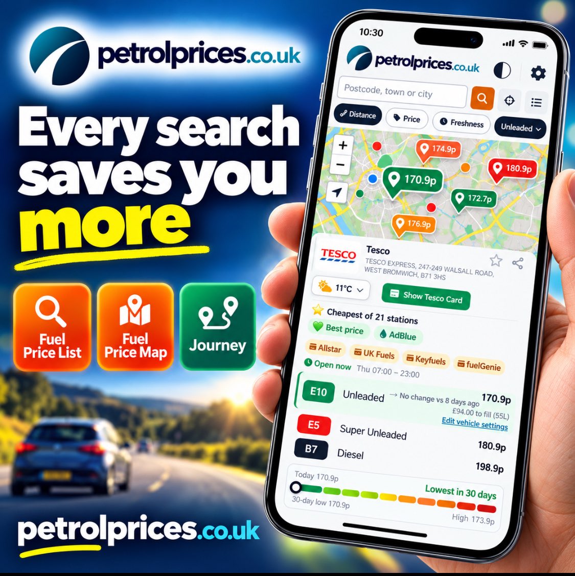 freesamplescouk's tweet photo. ⛽🚗 EVERY SEARCH SAVES YOU MORE! 💷

🔎 Compare 8,000+ UK fuel stations
📉 Check 30-day price trends
💚 Find the cheapest nearby
🚗 See if it’s worth the drive

✅ Official UK Gov fuel data
✅ 100% FREE!

👉 https://t.co/2TYD6vzwwe

#PetrolPrices #SaveMoney https://t.co/ORFPYhpMOr